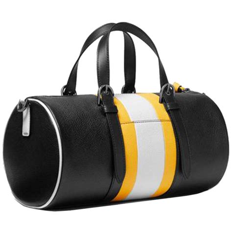 Stanton Medium Striped Pebbled Leather Barrel Bag 